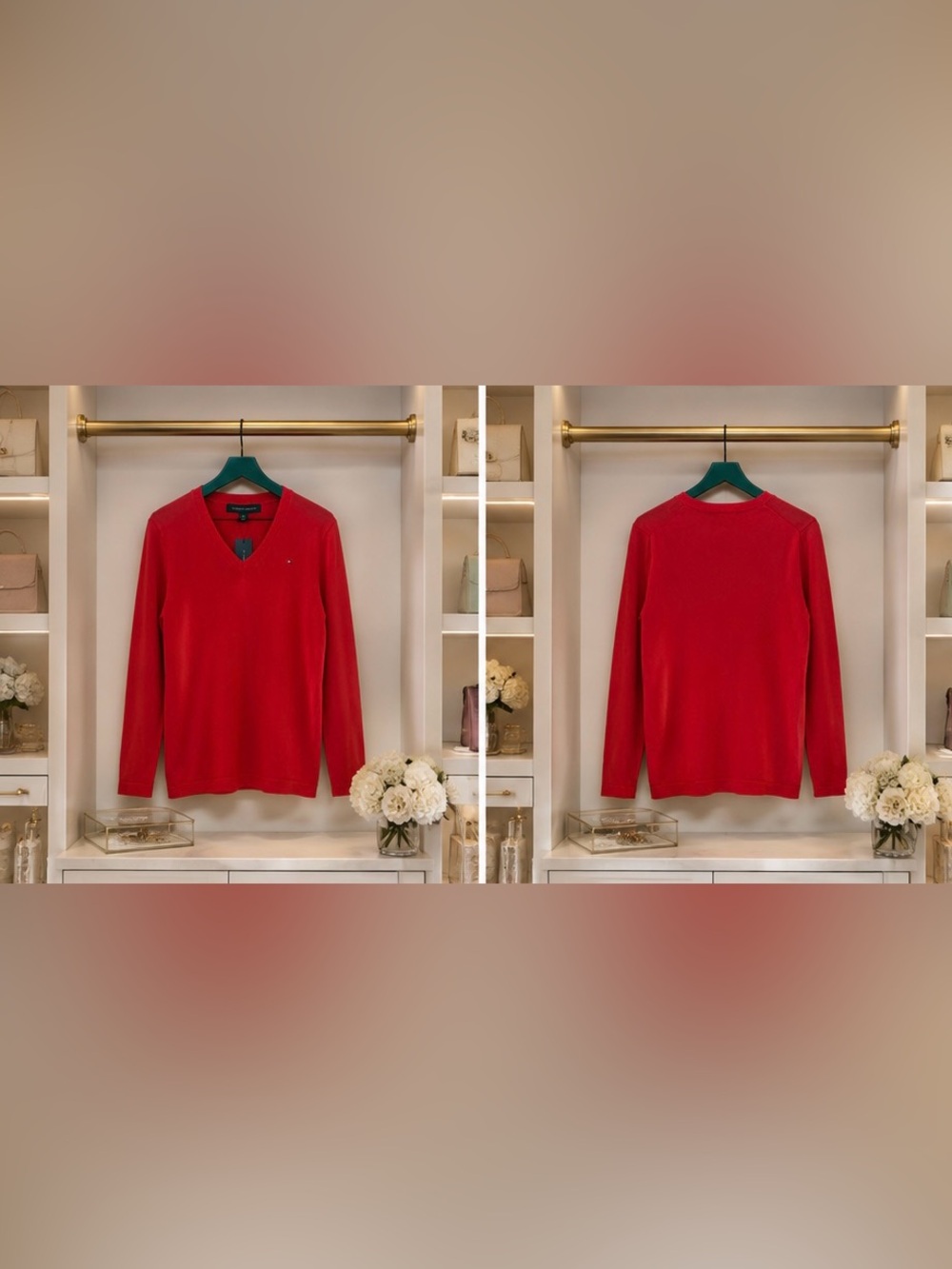 Tommy Hilfiger Red V-Neck Sweater – Large (L/G) – EEUC | SFH | BNWOT ❤️